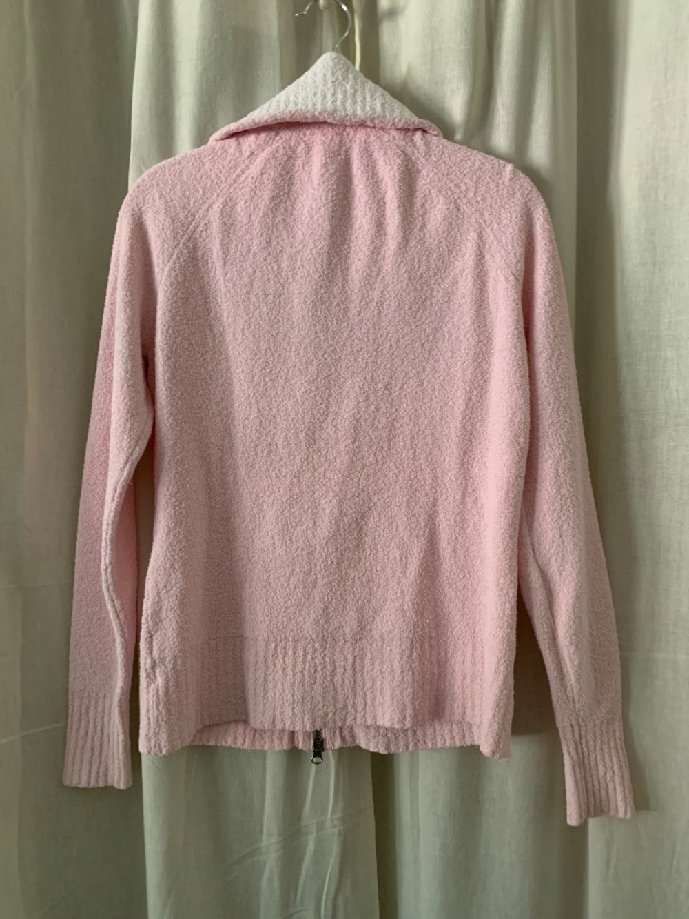 Vintage Banana Republic M Pink Cotton Blend Bouclé Full Zip Sweater Jacket - Picture 6 of 12